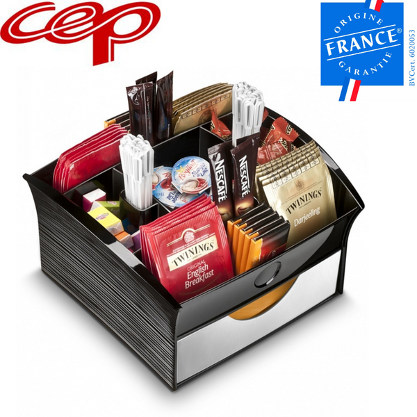 Cep Deluxe Tea Coffee Storage Home Office Organiser Distributor Tray Black Food Storage Containers