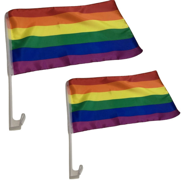 Br Costumes 2X Rainbow Car Flag With Window Clip Australia Day 30Cm 45Cm Gay Pride Flags
