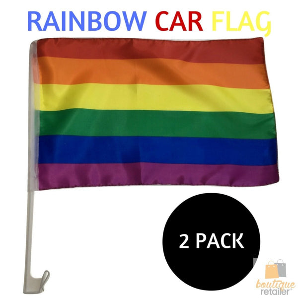 Br Costumes 2X Rainbow Car Flag With Window Clip Australia Day 30Cm 45Cm Gay Pride Flags