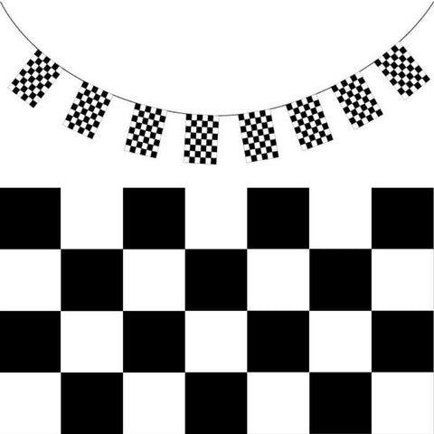 Banners Bunting & Garlands Checkered Bunting Flag Race Car Chequered Banner Hanging Decoration Rectangular 3.6 Metres