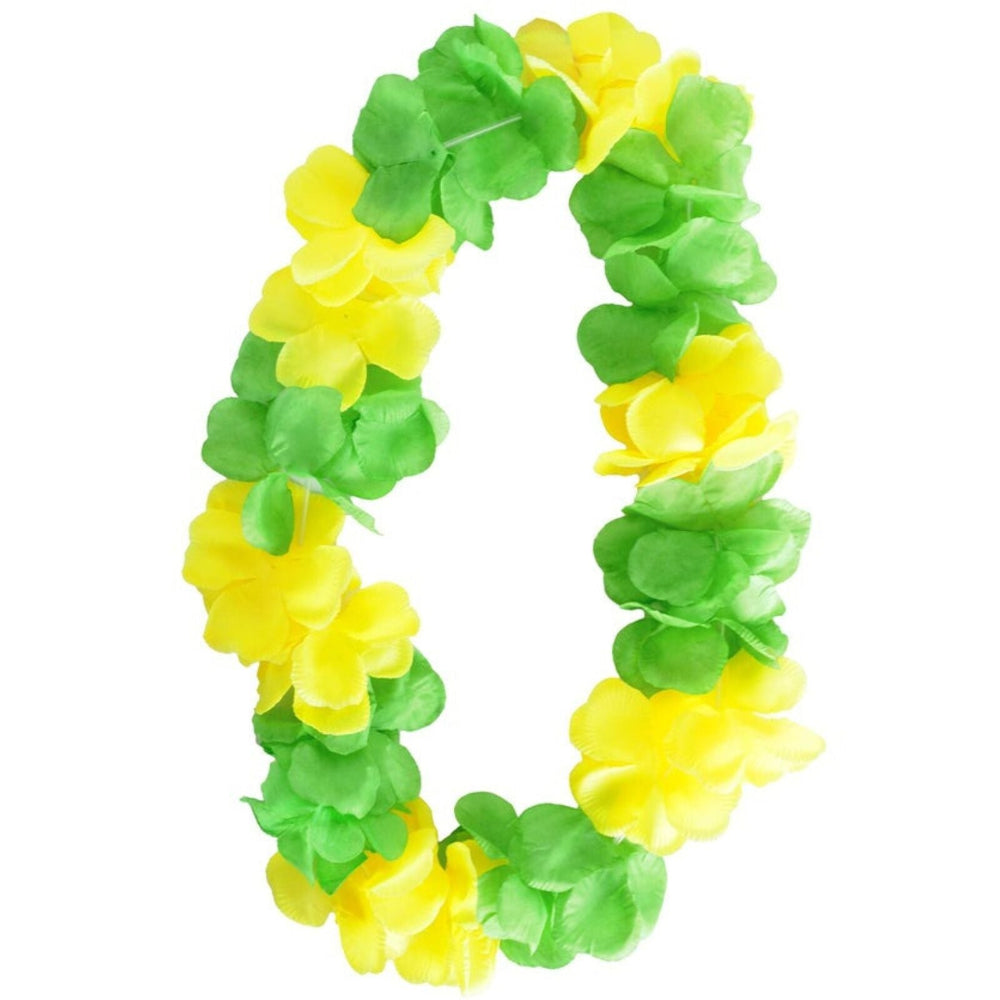 Br Costumes Green & Yellow Hawaiian Lei Two Tone Floral Necklace For Luau Summer Parties Australia Day Other Party Supplies