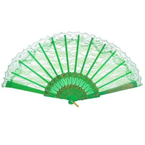 Br Costumes Lace Fan Hand Folding Wedding Party Bridal Spanish Accessory Green Hand Fans