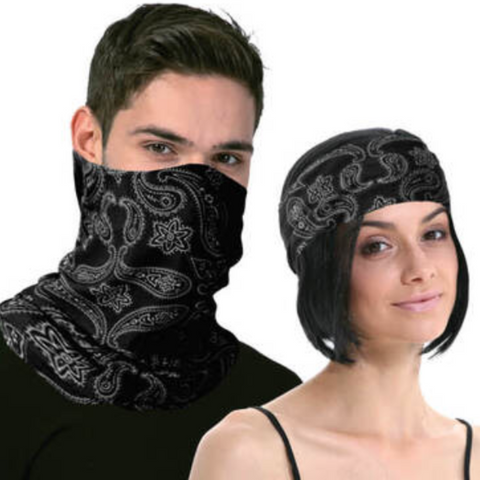 Br Costumes Seamless Tube Bandana Head Scarf Face Cover Mask Pattern Neck Gaiter Black Scarves & Wraps