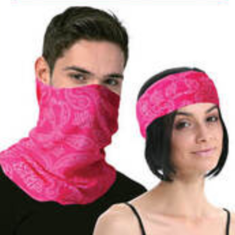 Br Costumes Seamless Tube Bandana Head Scarf Face Cover Mask Pattern Neck Gaiter Hot Pink Scarves & Wraps