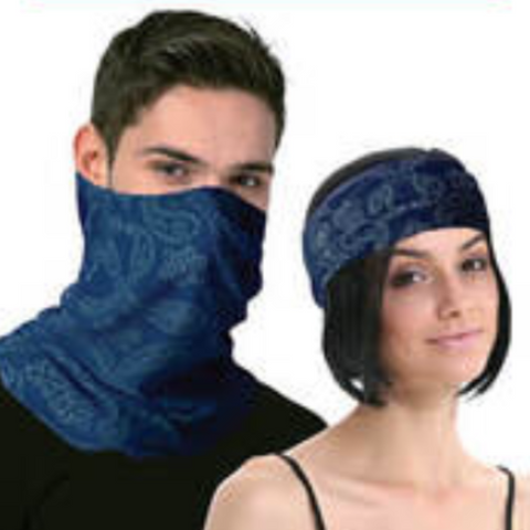 Br Costumes Seamless Tube Bandana Head Scarf Face Cover Mask Pattern Neck Gaiter Navy Scarves & Wraps