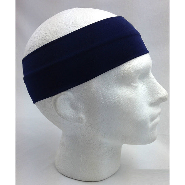 Br Costumes Plain Headband Elastic Stretch Sports Yoga Hair Band Unisex 8Cm Wide Wrap Navy Blue Headbands