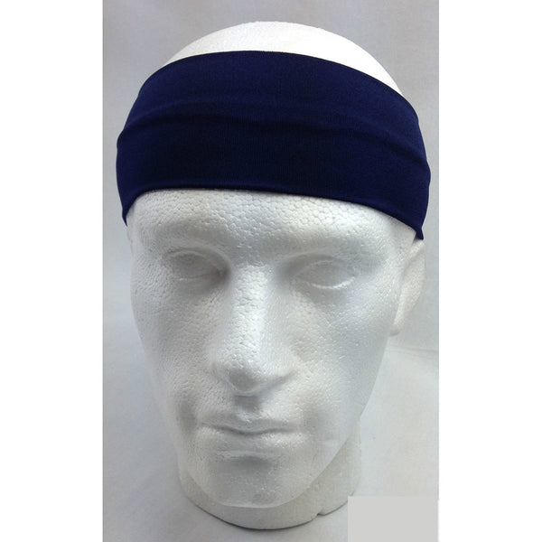 Br Costumes Plain Headband Elastic Stretch Sports Yoga Hair Band Unisex 8Cm Wide Wrap Navy Blue Headbands