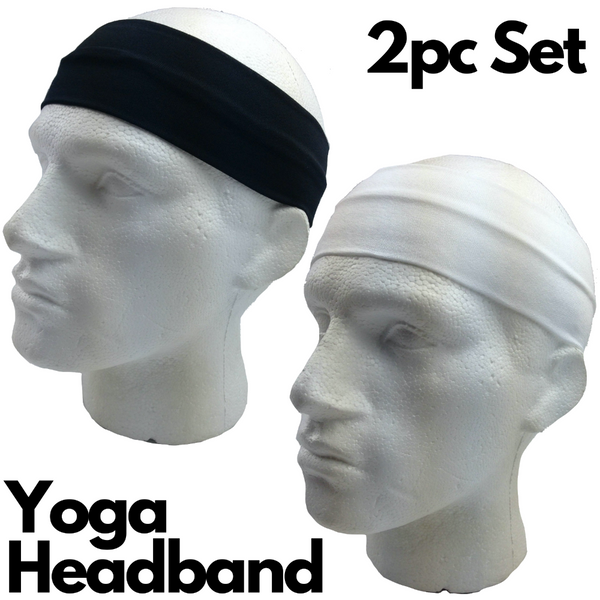 Br Costumes 2Pc Set Plain Headband Elastic Stretch Sports Yoga Hair Band Unisex Wide Wrap Wristbands & Headbands