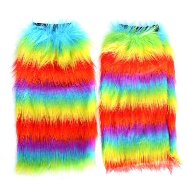 1 Pair Fluffy Leg Warmers Rainbow Gay Pride Lgbtq Other Costume Accessories