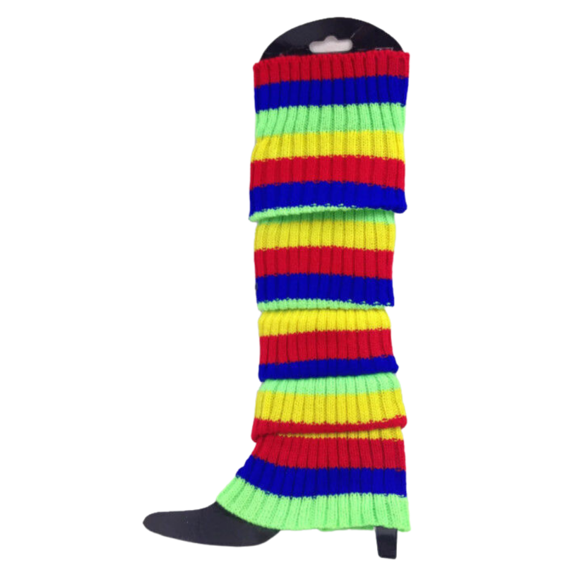 Br Costumes Rainbow Stocking Ribbed High Knitted Socks Chunky Dance 80S Party Leg Warmers