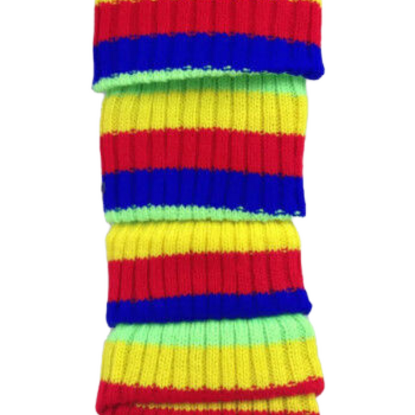 Br Costumes Rainbow Stocking Ribbed High Knitted Socks Chunky Dance 80S Party Leg Warmers