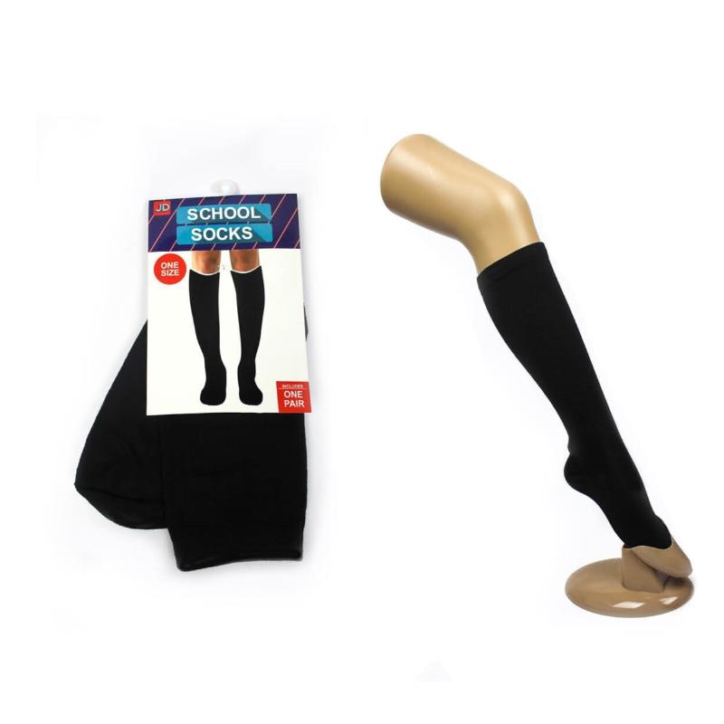 Br Costumes 1 Pair School Plain Knee High Cotton Girls Boys Unisex Black Fits Most Socks