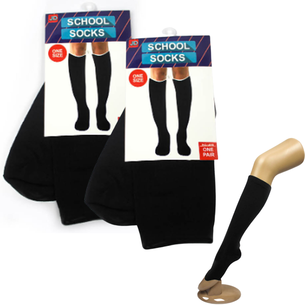 Br Costumes 2 Pairs School Plain Ribbed Knee High Cotton Girls Boys Unisex Kid Black Fits Most Socks