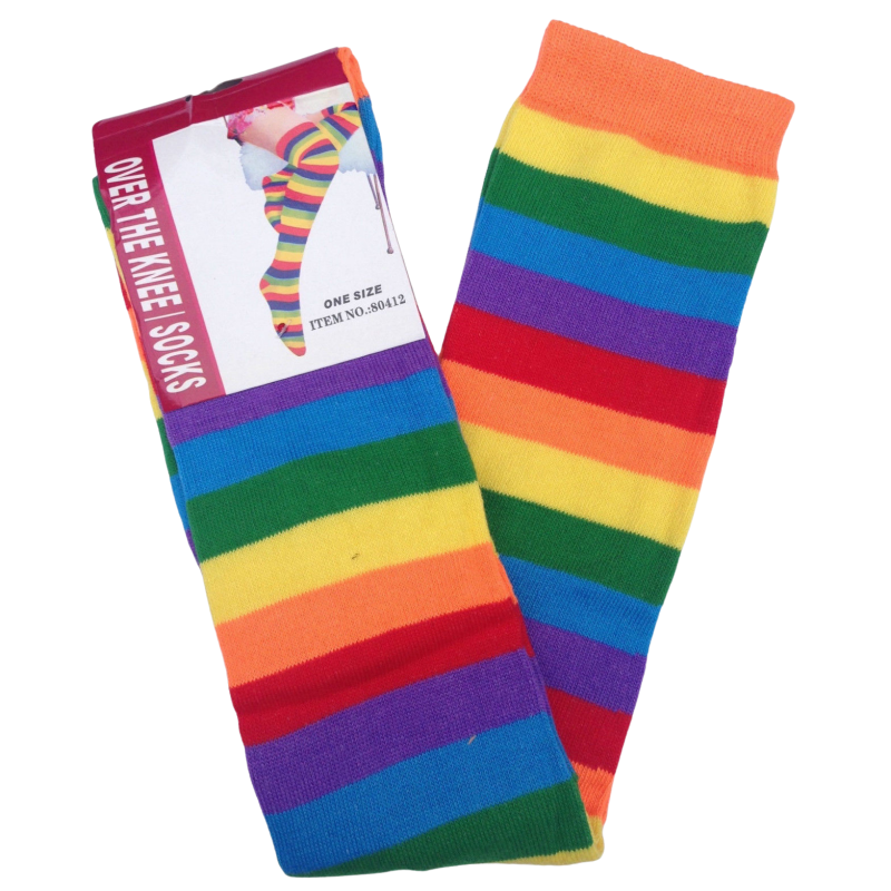 Br Costumes Over The Knee Plain Striped High Thigh Ladies Long Womens Stripey Stocking Rainbow Socks