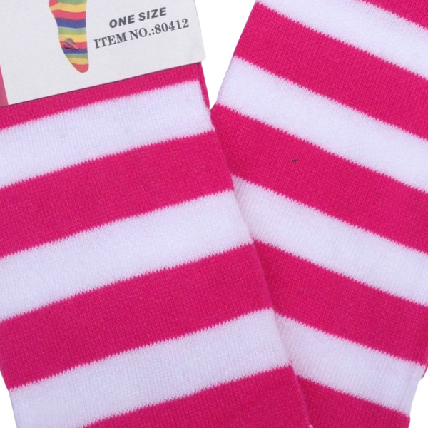 Br Costumes Over The Knee Plain Striped High Thigh Ladies Long Womens Stripey Stocking Pink/White Socks