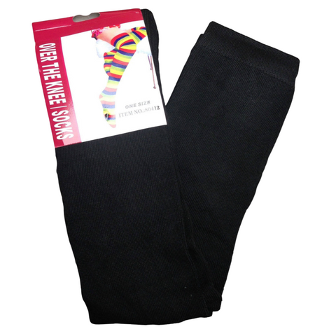 Br Costumes Over The Knee Plain Striped High Thigh Ladies Long Womens Stripey Stocking Black Socks