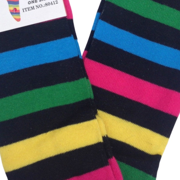 Br Costumes Over The Knee Plain Striped High Thigh Ladies Long Womens Stripey Stocking Rainbow With Black Socks