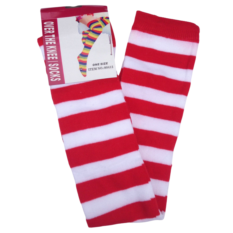 Br Costumes Over The Knee Plain Striped High Thigh Ladies Long Womens Stripey Stocking Red White Socks