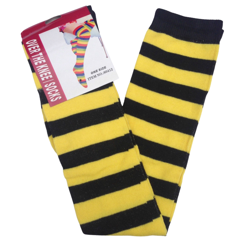 Br Costumes Over The Knee Plain Striped High Thigh Ladies Long Womens Stripey Stocking Yellow Black Socks
