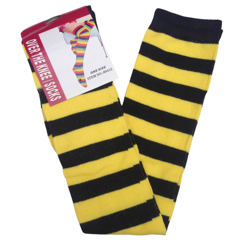 Br Costumes Over The Knee Plain Striped High Thigh Ladies Long Womens Stripey Stocking Yellow Black Socks