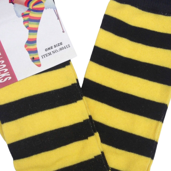Br Costumes Over The Knee Plain Striped High Thigh Ladies Long Womens Stripey Stocking Yellow Black Socks