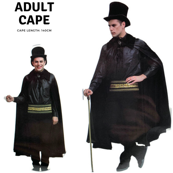 Br Costumes Adult Cape Cloak Collared Robe Halloween Vampire Witch Wizard 140Cm Black Wings