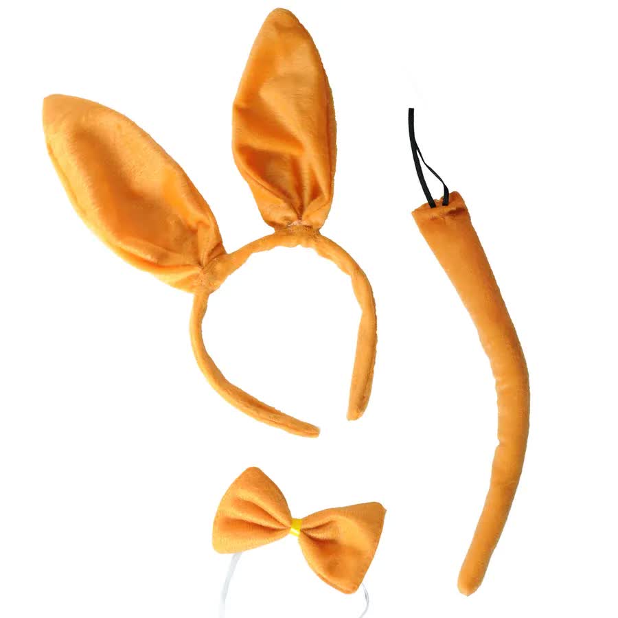 3Pcs Kangaroo Animal Set Costume Dress Up Party Bow Tie Tail Ears Book Week Dress Up Costumes