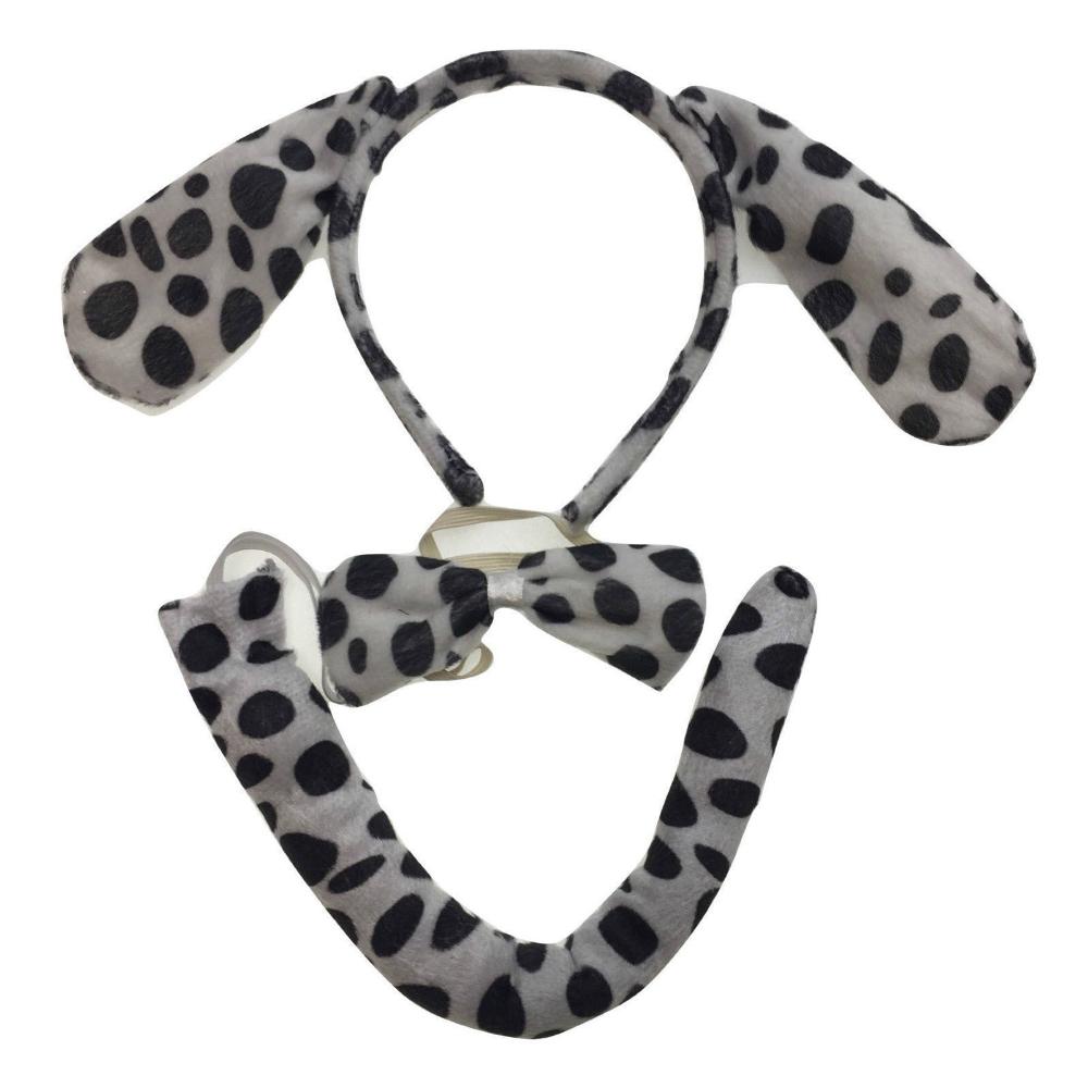 Br Costumes 3Pcs Dog Ear Headband W Bow Tail Animal Halloween Party Hair Dalmatian Unisex Costumes