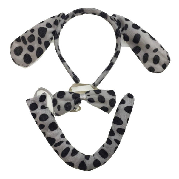 Br Costumes 3Pcs Dog Ear Headband W Bow Tail Animal Halloween Party Hair Dalmatian Unisex Costumes