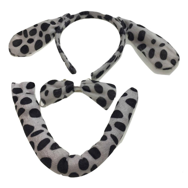 Br Costumes 3Pcs Dog Ear Headband W Bow Tail Animal Halloween Party Hair Dalmatian Unisex Costumes