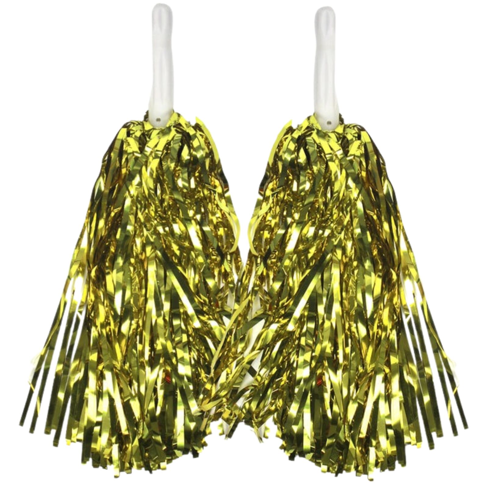 Yellow Metallic Cheerleading Pom Poms Set Of 2 With Easy Grip Handles Australia Day Other Costume Accessories