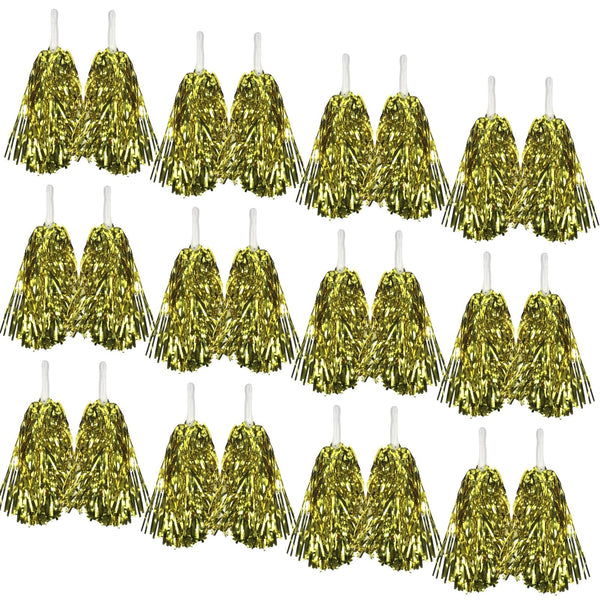 Yellow Metallic Cheerleading Pom Poms Set Of 12 With Easy Grip Handles Australia Day Other Costume Accessories