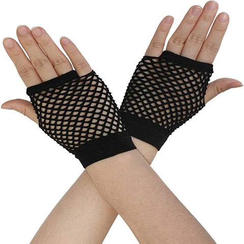 Br Costumes 1 Pair Fishnet Fingerless Wrist Length 70S 80S Party Dance Black Gloves