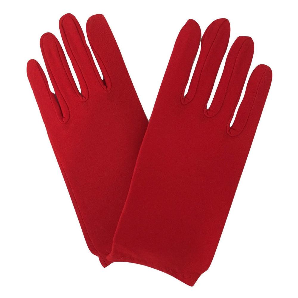 Br Costumes Ladies Short Party Wedding Bridal Fancy Dress Prom Stretchy Red Gloves
