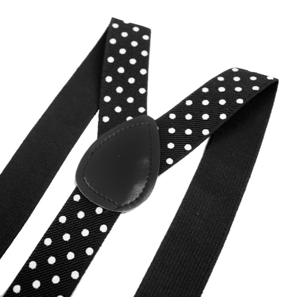 Br Costumes Mens Suspenders Braces Adjustable Strong Clip On Elastic Formal Wedding Slim Black With White Polka Dot Suspenders/Braces