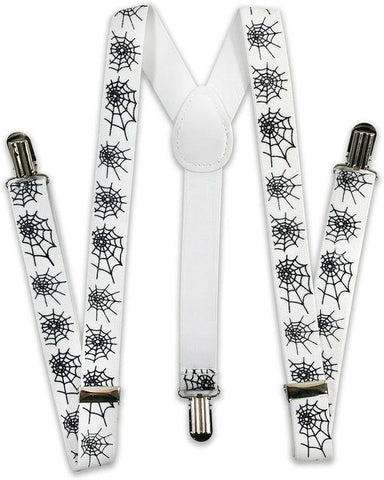 Halloween Suspenders Braces Belt Costume Party White With Black Spider Web Suspenders/Braces