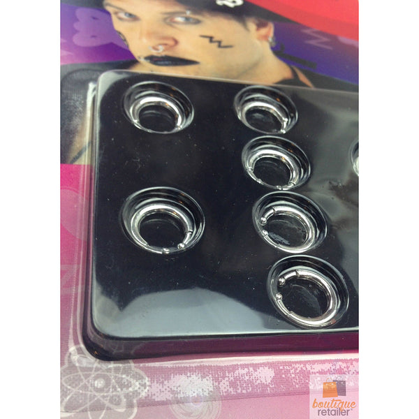 Veile Studios 8 Body Piercing Fake Rings Costume Nose Earrings Lip Jewellery Clip On Party Body Piercing Jewellery