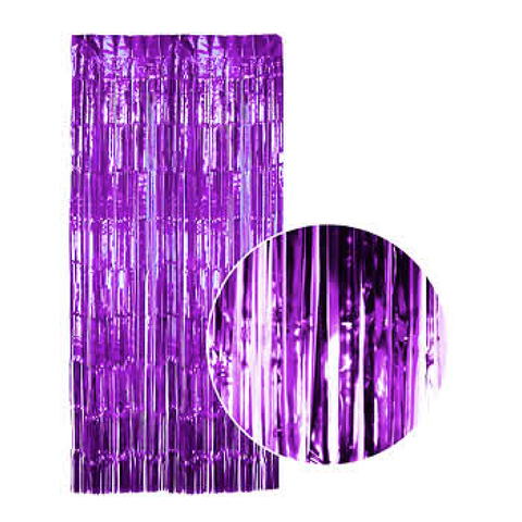 Tinsel Curtain Foil Metallic Fringe Backdrop Party Door Decorations 200Cm X 100Cm Purple Banners Bunting & Garlands