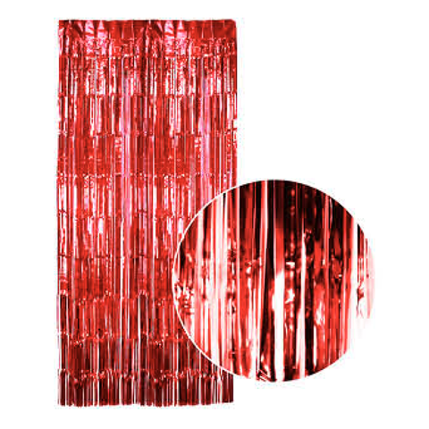 Tinsel Curtain Foil Metallic Fringe Backdrop Party Door Decorations 200Cm X 100Cm Red Banners Bunting & Garlands