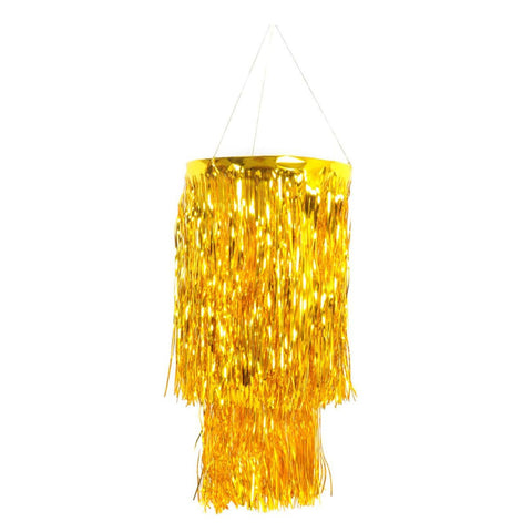Br Costumes 2 Tier Foil Metallic Tinsel Hanging Chandelier Party Decoration Gold Party Decorations