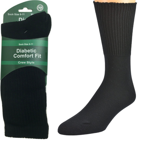 1 Pair Diabetic Bamboo Work Medical Loose Top Crew Cushion Black 11 14 Socks