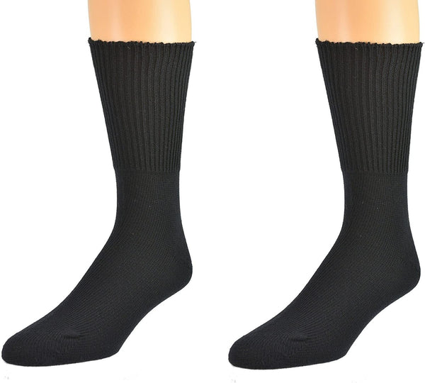 1 Pair Diabetic Bamboo Work Medical Loose Top Crew Cushion Black 11 14 Socks