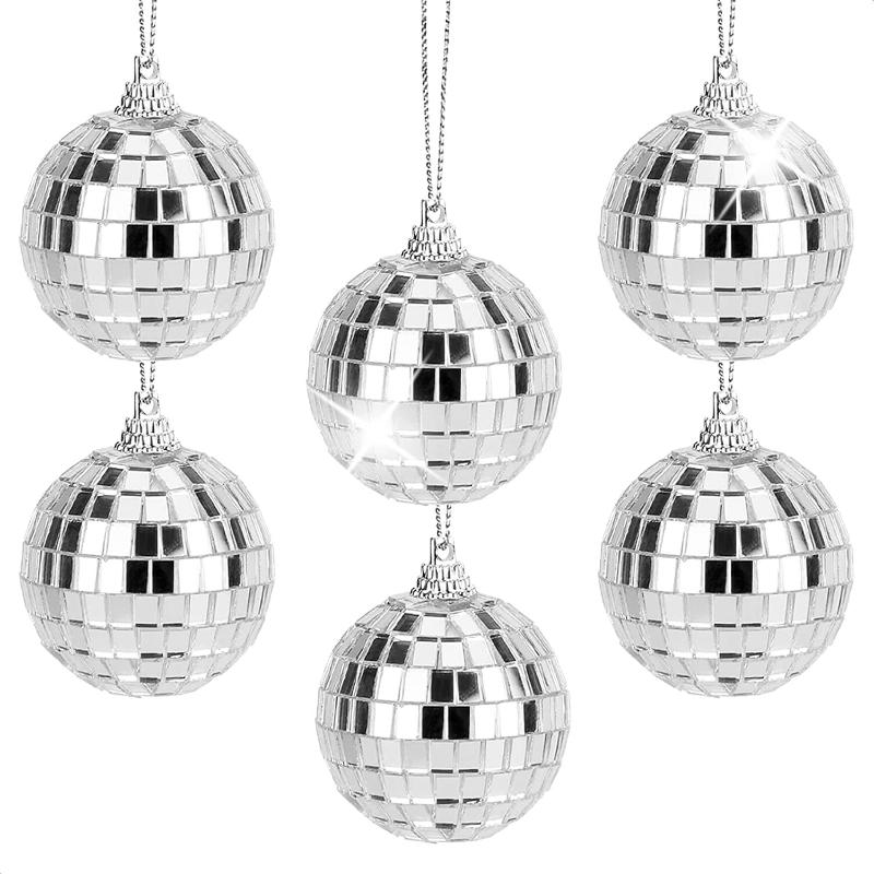 Br Costumes 6X Hanging Mini Disco Balls Shiny Silver Mirror Party Halloween Reflect 4Cm Bulk Party Decorations