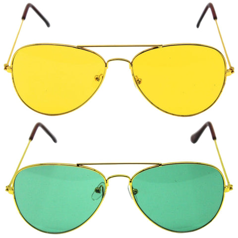 Br Costumes Green And Yellow Gold Aviator Party Glasses Fun Novelty Set Australia Day Sunglasses