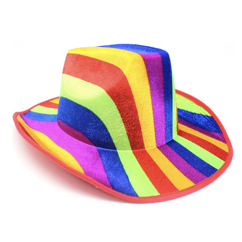 Br Costumes Rainbow Striped Cowboy Hat Trilby Fedora Clown Cap Lgbt Gay Pride Party Hats