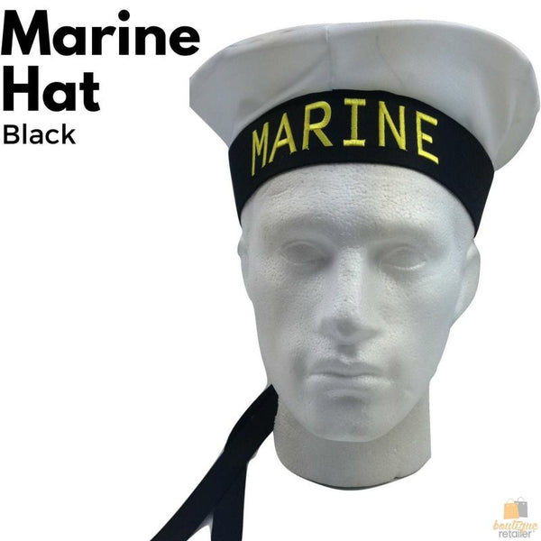 Br Costumes Marine Hat Cap White Black Skipper Navy Sea Fancy Dress Sailor Accessory Hats