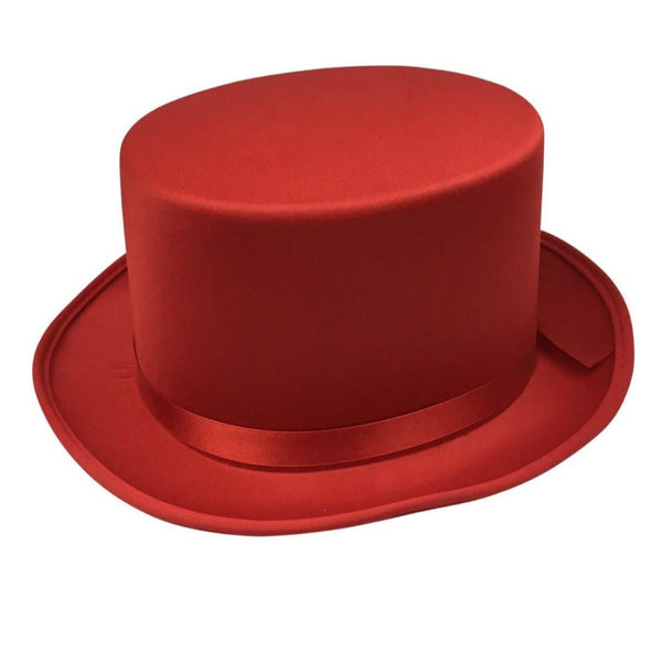 Br Costumes Satin Top Hat Party Cap Fancy Dress Trilby Fedora Red Hats