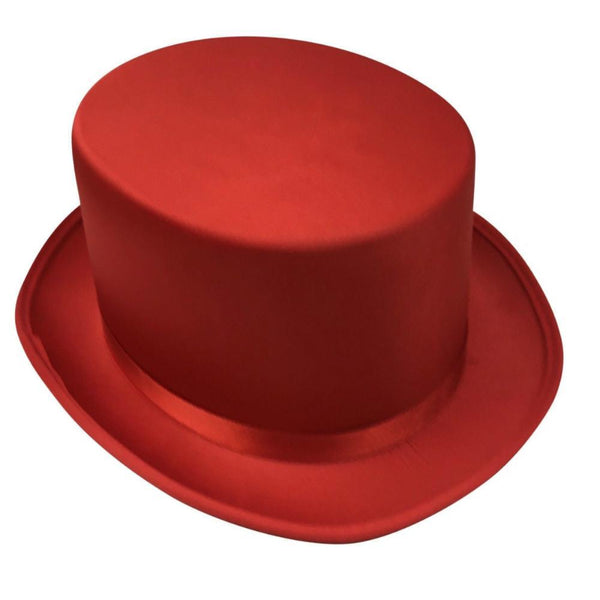 Br Costumes Satin Top Hat Party Cap Fancy Dress Trilby Fedora Red Hats