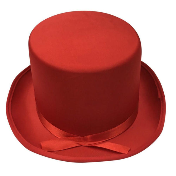 Br Costumes Satin Top Hat Party Cap Fancy Dress Trilby Fedora Red Hats