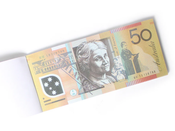 Br Costumes 50 Dollar Australian Souvenir Note Pad Fake Aud Money 1 Pack Of Sheets Notebooks